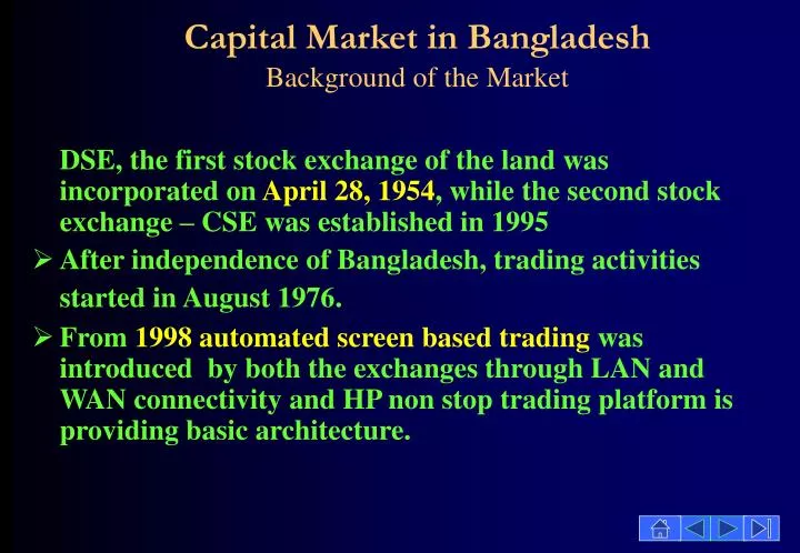 capital market in bangladesh background of the market