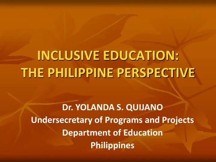 inclusive education the philippine perspective