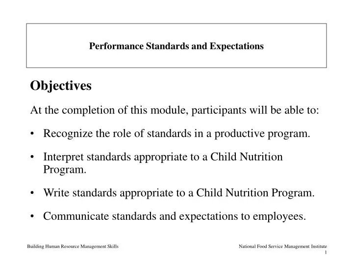 performance standards and expectations