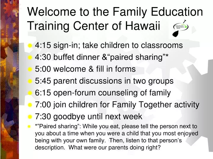 welcome to the family education training center of hawaii