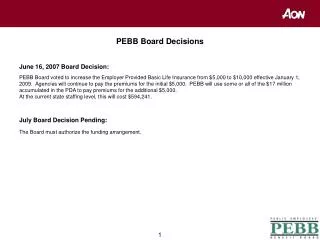 PEBB Board Decisions