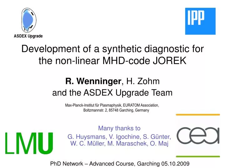 development of a synthetic diagnostic for the non linear mhd code jorek
