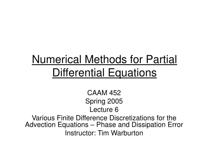 numerical methods for partial differential equations