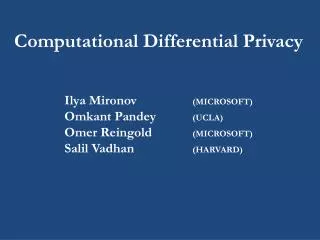 Computational Differential Privacy