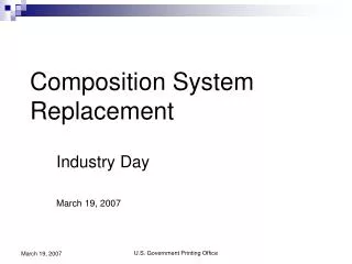 Industry Day March 19, 2007