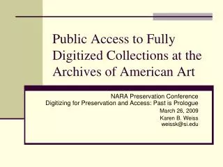 Public Access to Fully Digitized Collections at the Archives of American Art