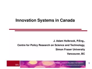 Innovation Systems in Canada