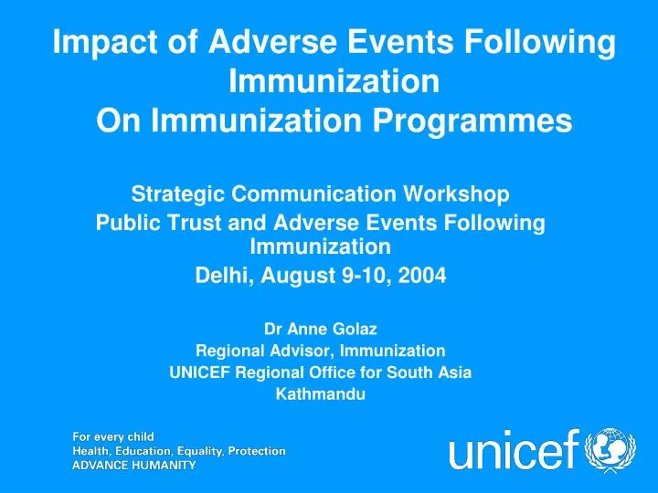 impact of adverse events following immunization on immunization programmes