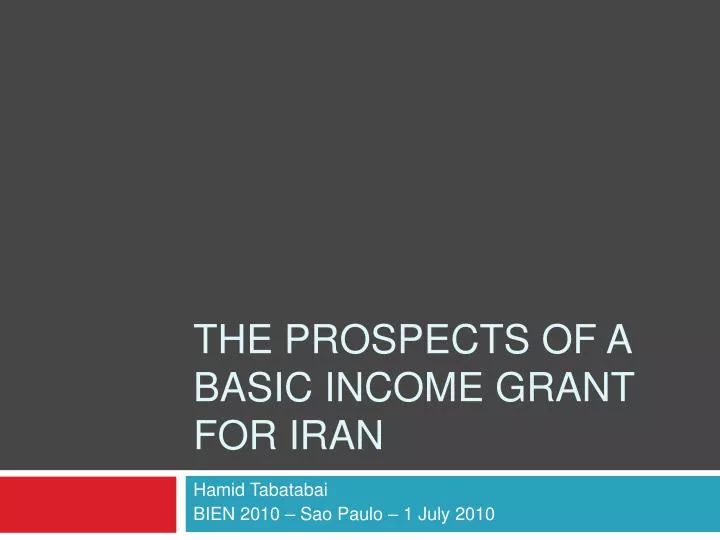 the prospects of a basic income grant for iran