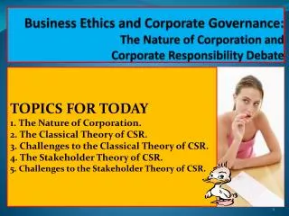Business Ethics and Corporate Governance: The Nature of Corporation and Corporate Responsibility Debate