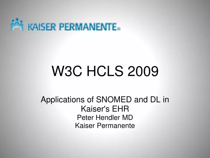 w3c hcls 2009