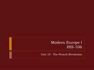 Modern Europe I HIS-106