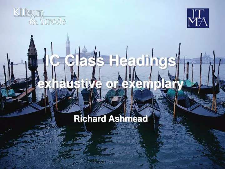 ic class headings exhaustive or exemplary richard ashmead
