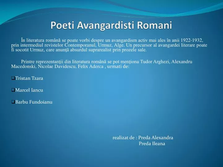 poeti avangardisti romani