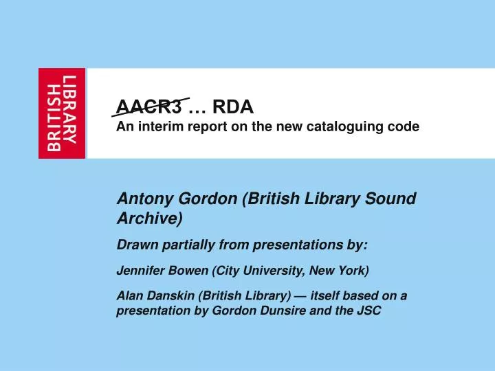 aacr3 rda an interim report on the new cataloguing code