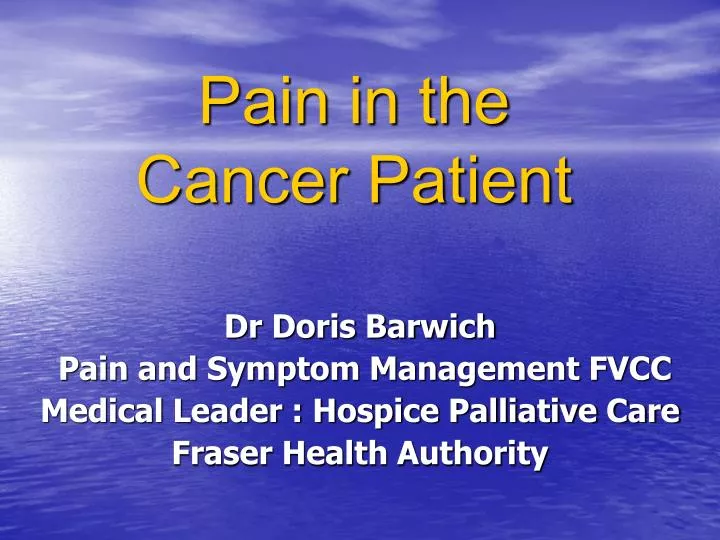 pain in the cancer patient