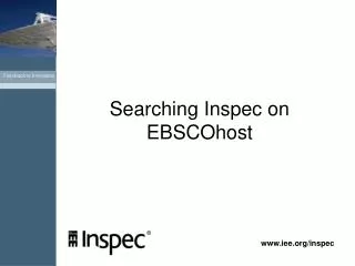 Searching Inspec on EBSCOhost