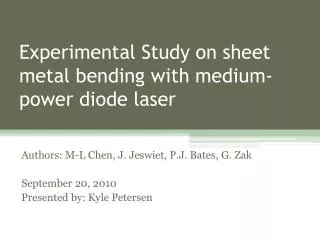 Experimental Study on sheet metal bending with medium-power diode laser