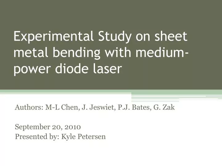 experimental study on sheet metal bending with medium power diode laser