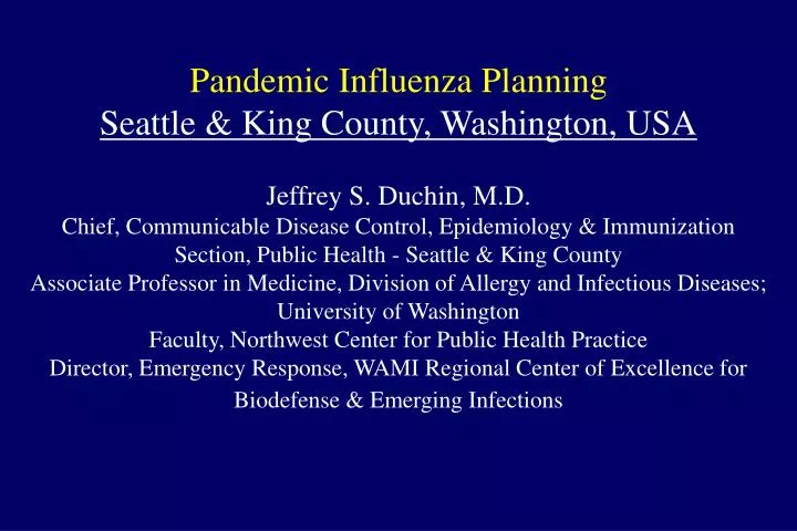pandemic influenza planning seattle king county washington usa