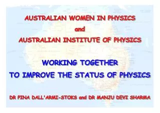 STATUS OF WOMEN IN PHYSICS IN AUSTRALIA