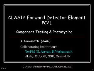 CLAS12 Forward Detector Element PCAL