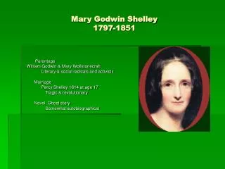 Mary Godwin Shelley 1797-1851