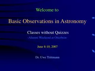 Basic Observations in Astronomy