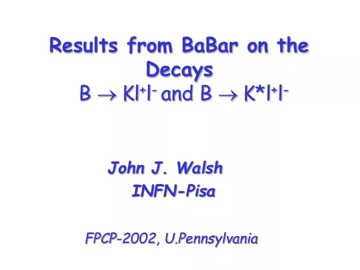 results from babar on the decays b kl l and b k l l
