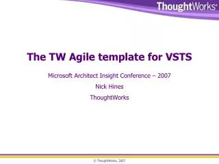 The TW Agile template for VSTS