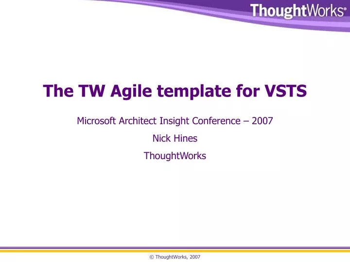 the tw agile template for vsts