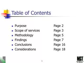 Table of Contents