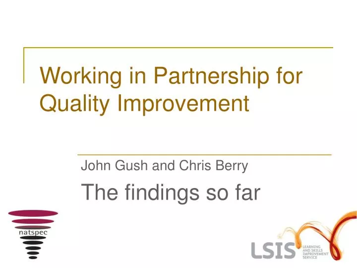 working in partnership for quality improvement