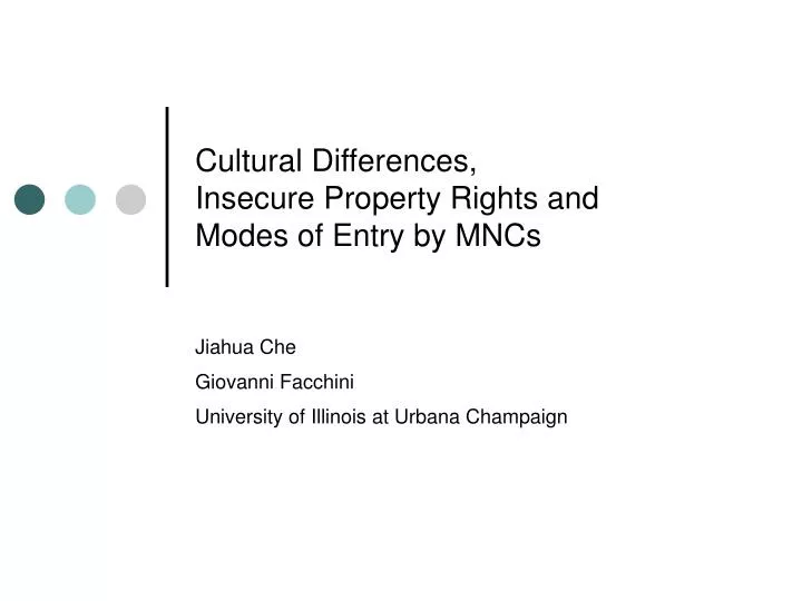 cultural differences insecure property rights and modes of entry by mncs