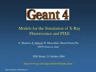 Models for the Simulation of X-Ray Fluorescence and PIXE