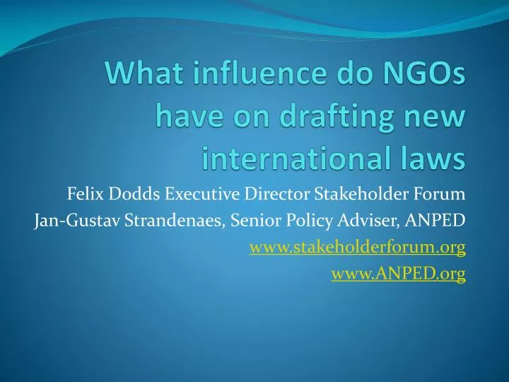 what influence do ngos have on drafting new international laws