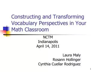 Constructing and Transforming Vocabulary Perspectives in Your Math Classroom