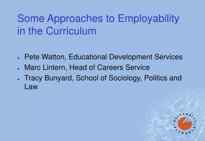 some approaches to employability in the curriculum