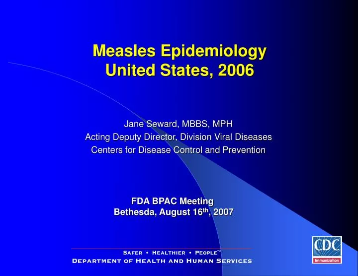 measles epidemiology united states 2006