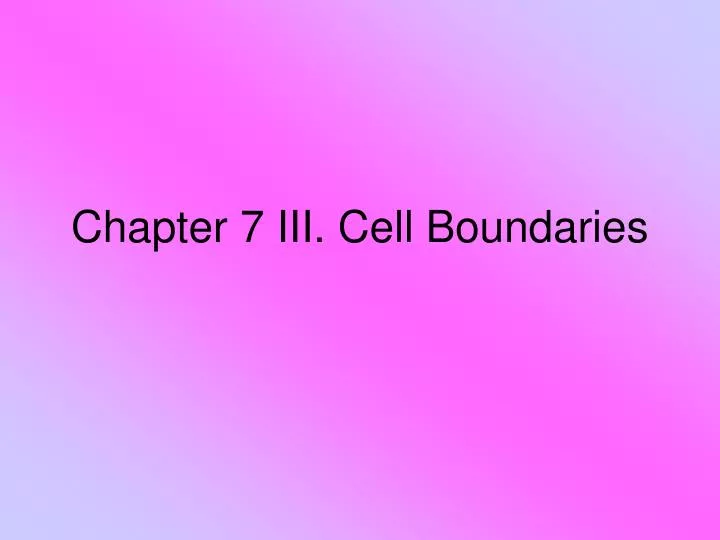 chapter 7 iii cell boundaries