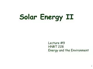 Solar Energy II