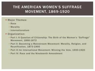 The American Women’s Suffrage Movement, 1869-1920