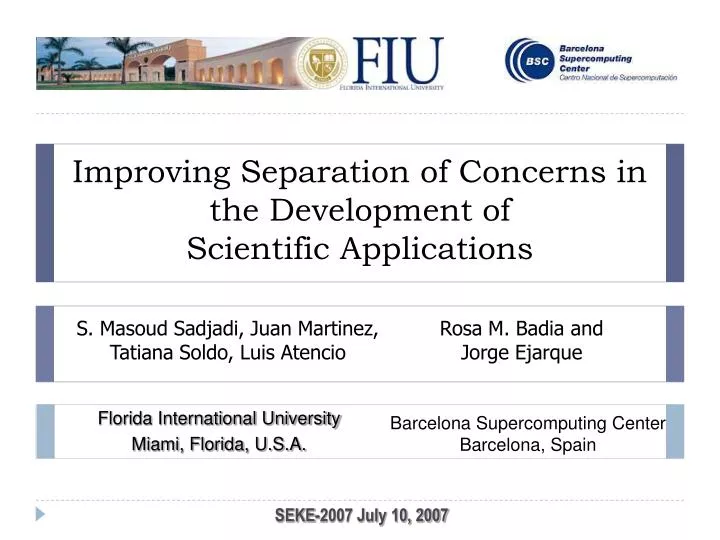 improving separation of concerns in the development of scientific applications