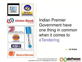 Indian Premier Government have one thing in common when it comes to eTendering