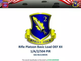 Rifle Platoon Basic Load OEF XII 1/A/2/504 PIR SSG McCLIMON