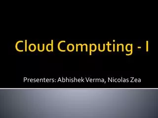 Cloud Computing - I