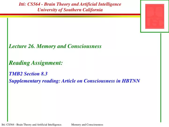 itti cs564 brain theory and artificial intelligence university of southern california