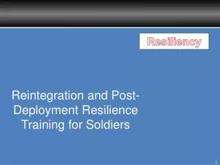 Reintegration and Post-Deployment Resilience Training for Soldiers