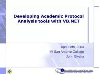 Developing Academic Protocol Analysis tools with VB.NET