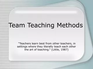 Team Teaching Methods